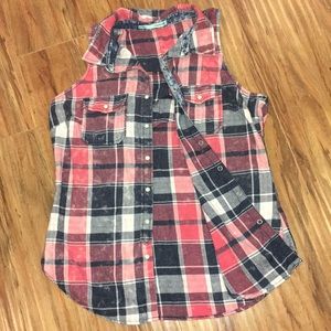 Plaid button-up tank